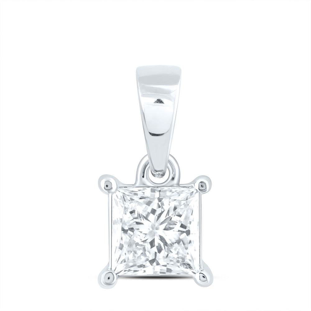 14k White Gold 0.25 CTW Lab Grown Diamond Princess Solitaire Pendant