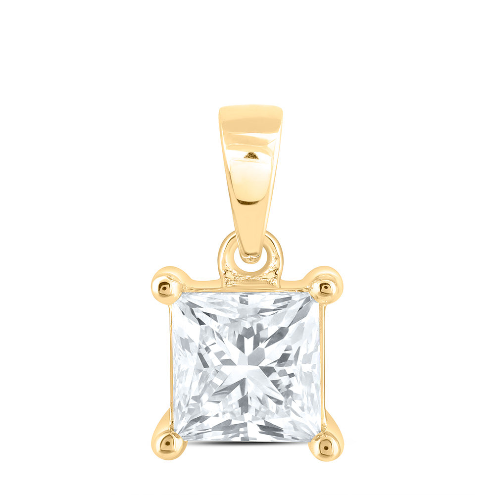 14k Yellow Gold 0.5 CTW Lab Grown Diamond Princess Solitaire Pendant