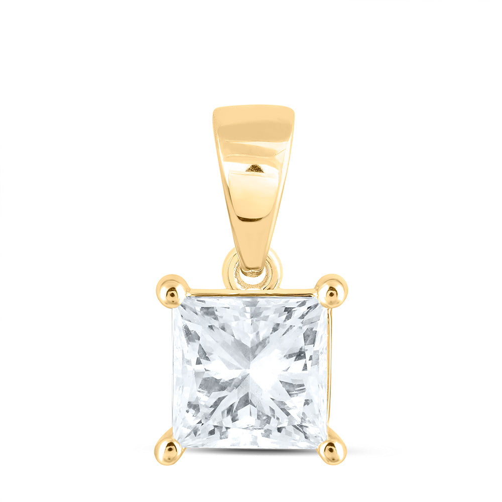 14k Yellow Gold 1.5 CTW Lab Grown Diamond Princess Solitaire Pendant