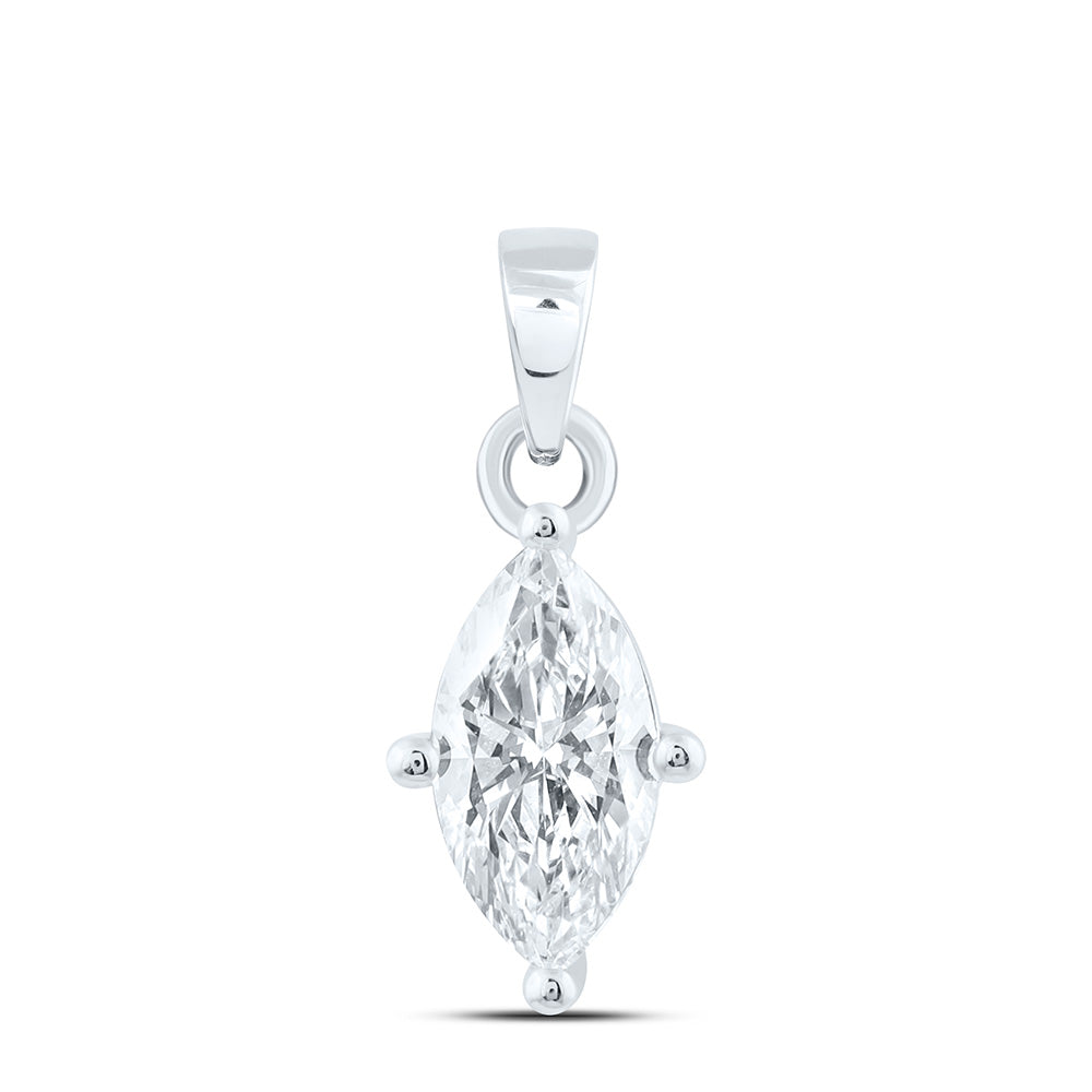 14k White Gold 0.25 CTW Lab Grown Diamond Marquise Solitaire Pendant