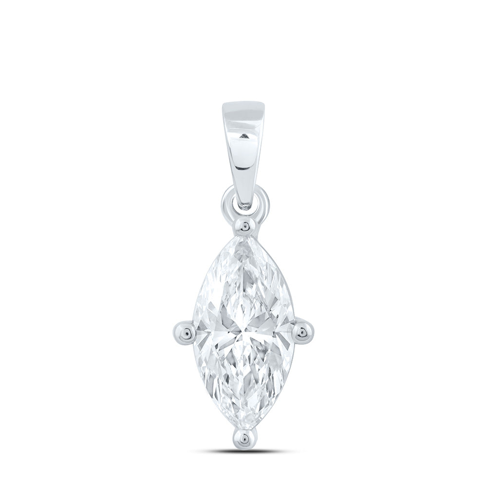 14k White Gold 0.5 CTW Lab Grown Diamond Marquise Solitaire Pendant