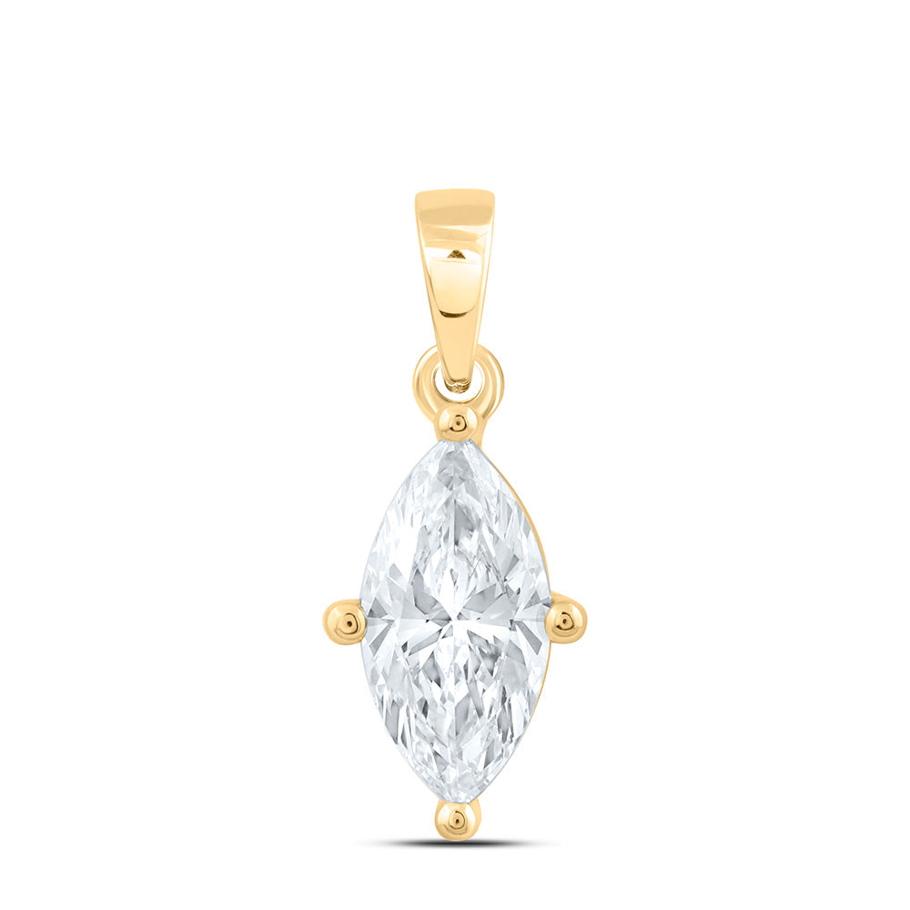 14k Yellow Gold 0.5 CTW Lab Grown Diamond Marquise Solitaire Pendant
