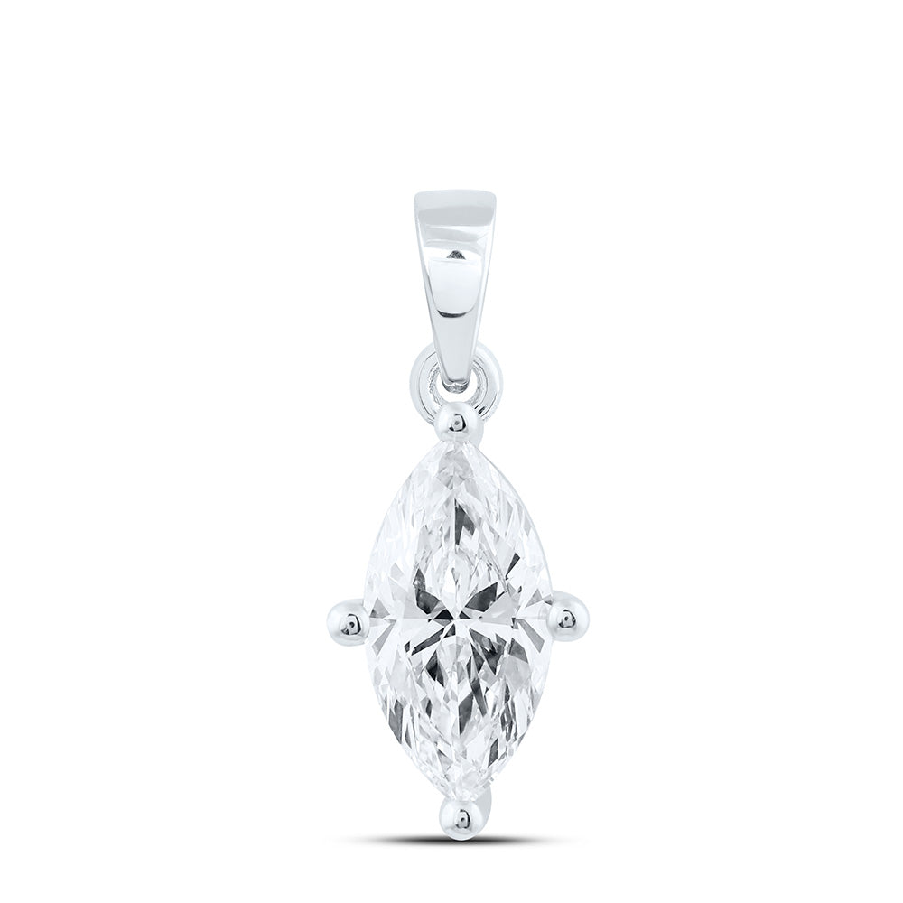 14k White Gold 0.75 CTW Lab Grown Diamond Marquise Solitaire Pendant