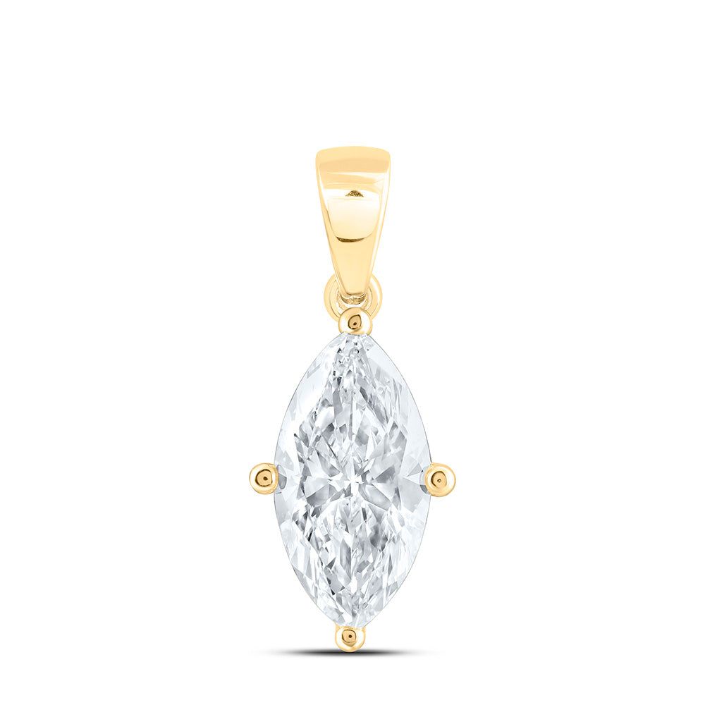 14k Yellow Gold 2 CTW Lab Grown Diamond Marquise Solitaire Pendant