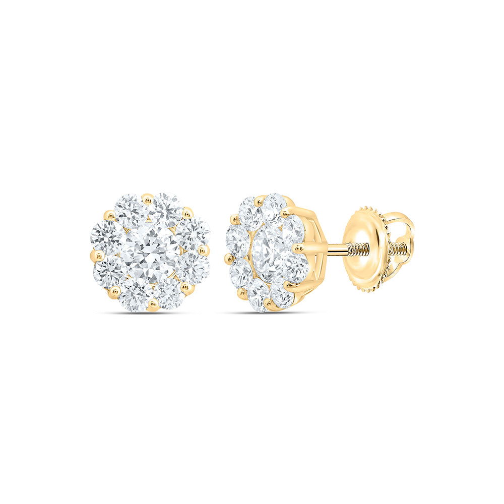 10k Yellow Gold 1.2 CTW Lab Grown Diamond Flower Stud Earrings