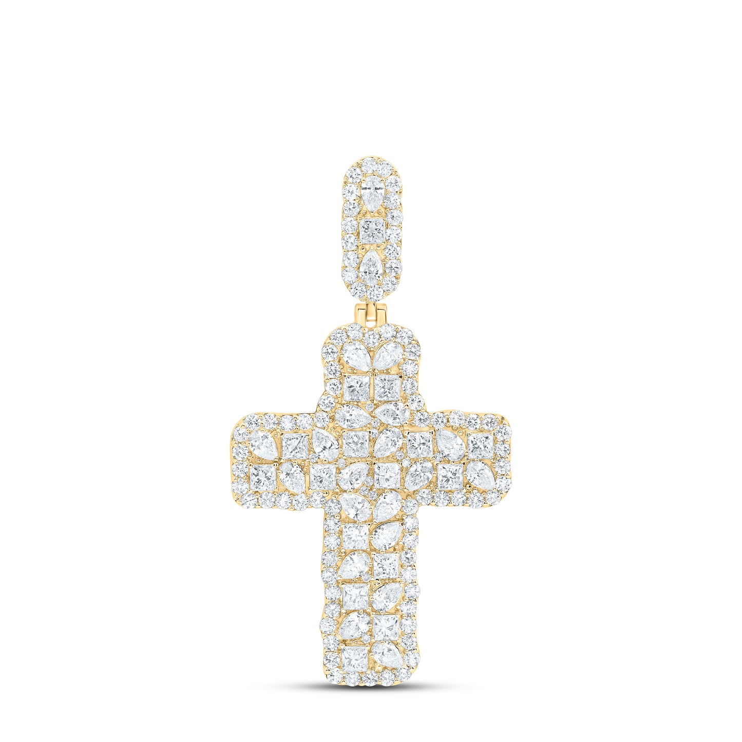 10k Yellow Gold 8 CTW Lab Grown Diamond Men'S Cross Pendant