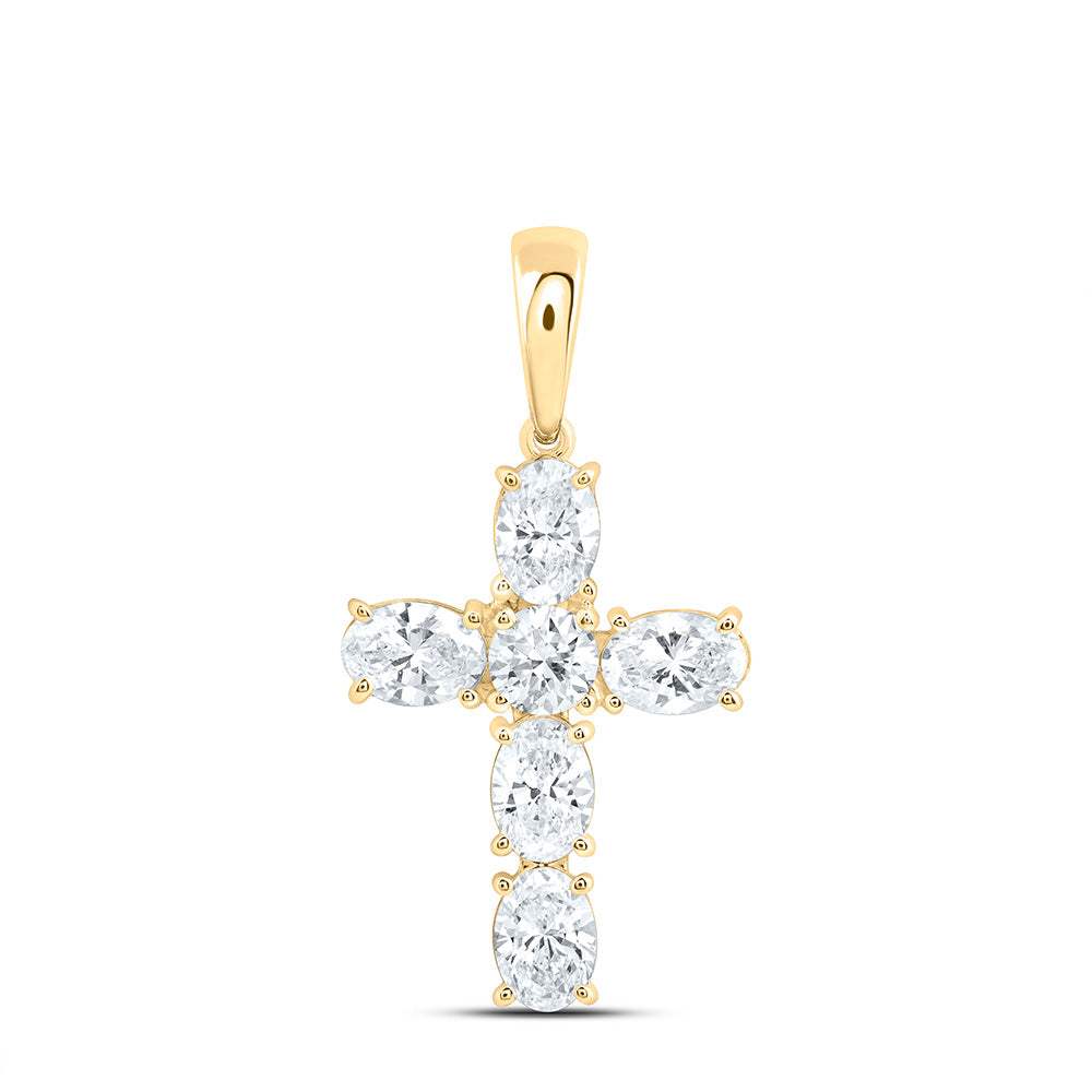 14k Yellow Gold 1.875 CTW Lab Grown Diamond Fashion Cross Pendant
