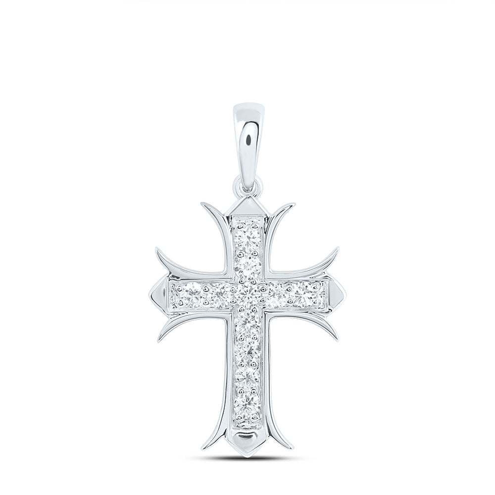 14k White Gold 0.33 CTW Lab Grown Diamond Fashion Cross Pendant