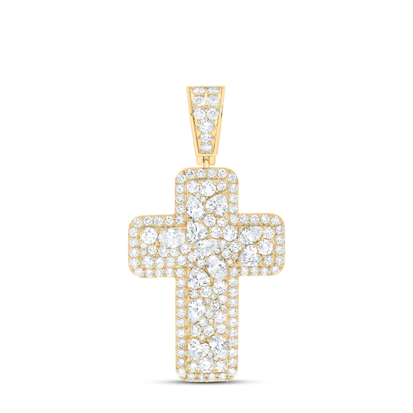 10k Yellow Gold 7.875 CTW Lab Grown Diamond Mens Cross Pendant
