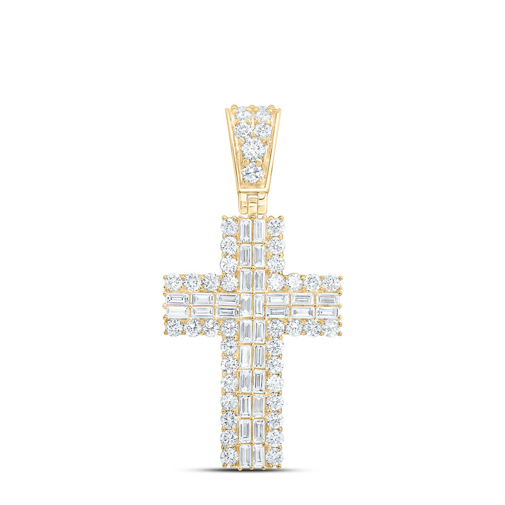 10k Yellow Gold 2.2 CTW Lab Grown Diamond Fashion Cross Pendant