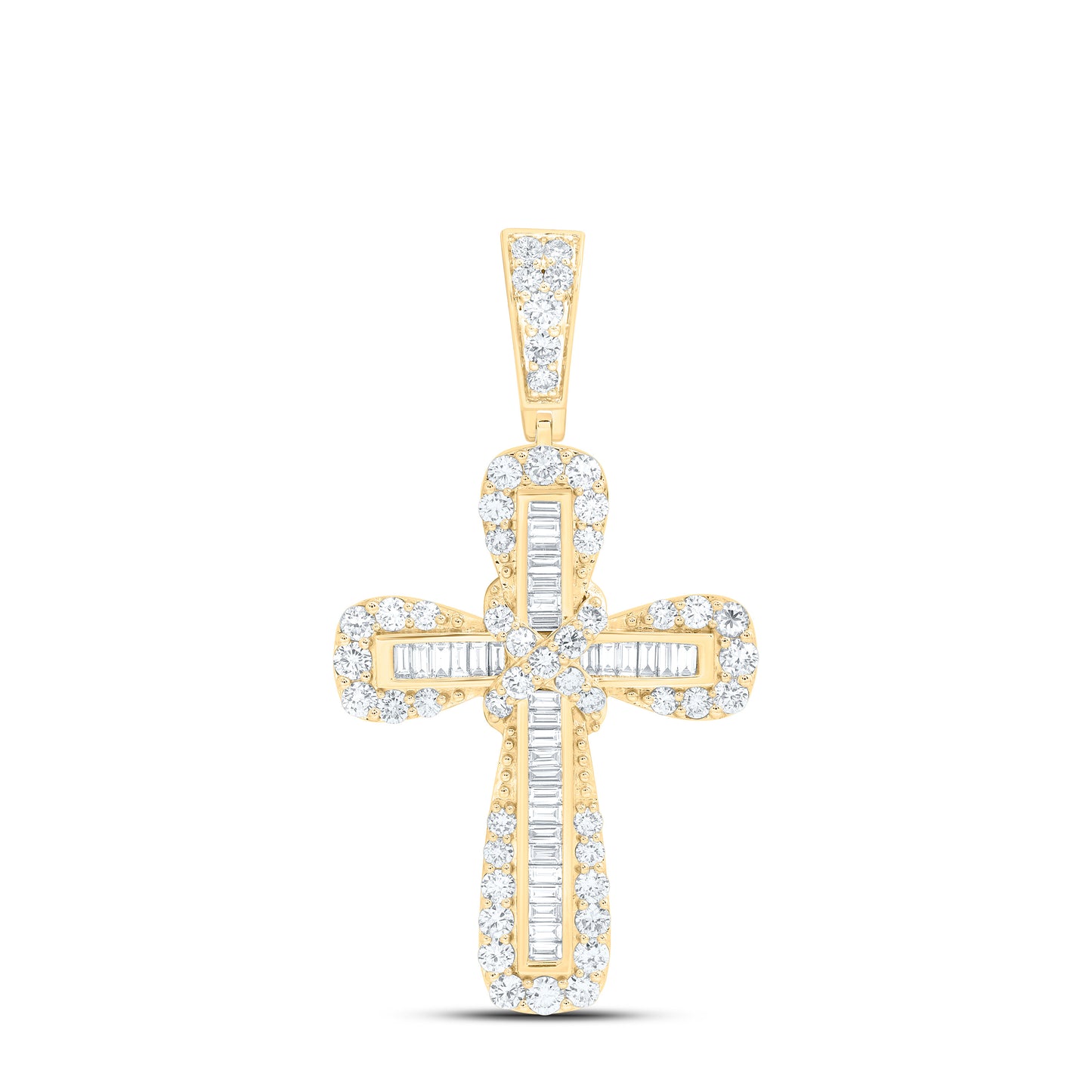 10k Yellow Gold 2.875 CTW Lab Grown Diamond Men'S Cross Pendant