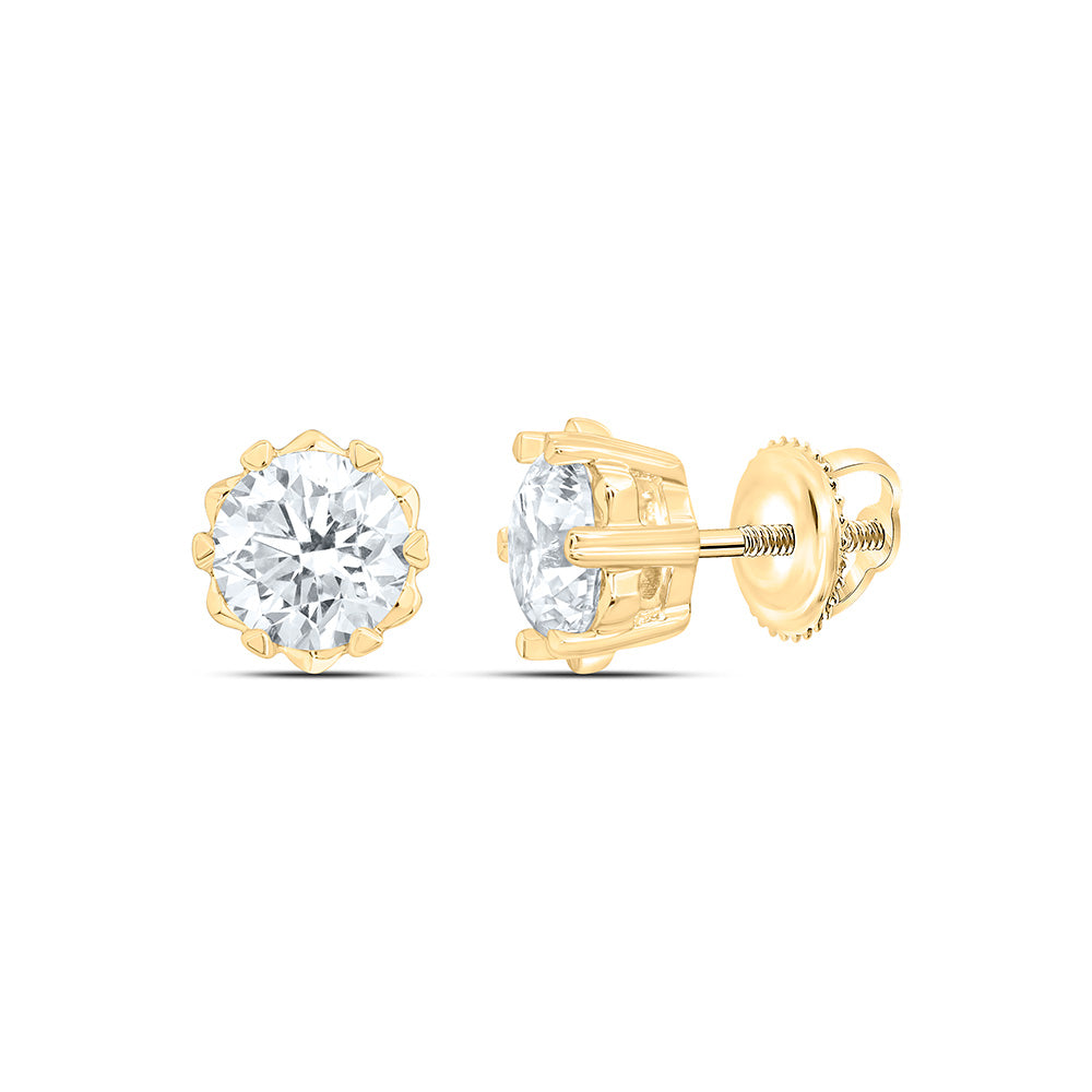 10k Yellow Gold 1 CTW Lab Grown Diamond Mens Stud Earrings