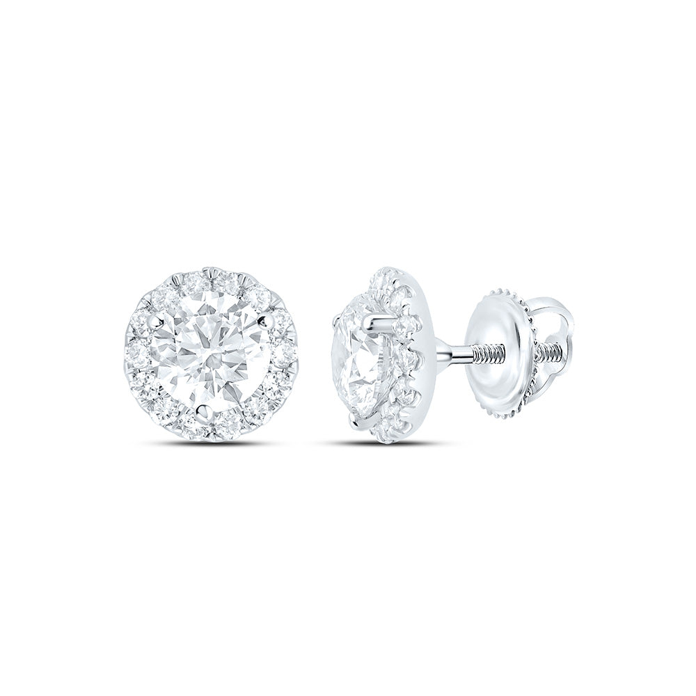 14k White Gold 1 CTW Lab Grown Diamond Fashion Round Stud Earrings