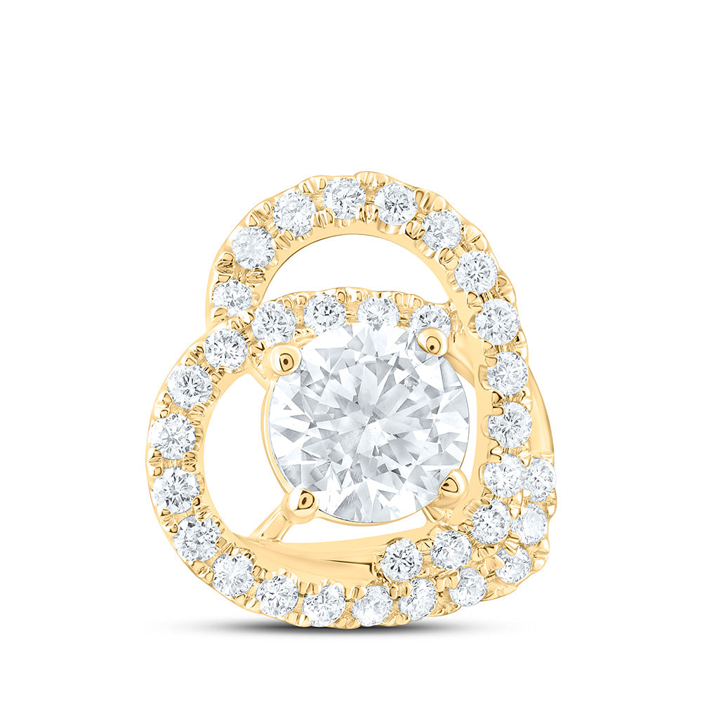 14k Yellow Gold 1 CTW Lab Grown Diamond 0.75 CTW-Crd Fashion Heart Pendant