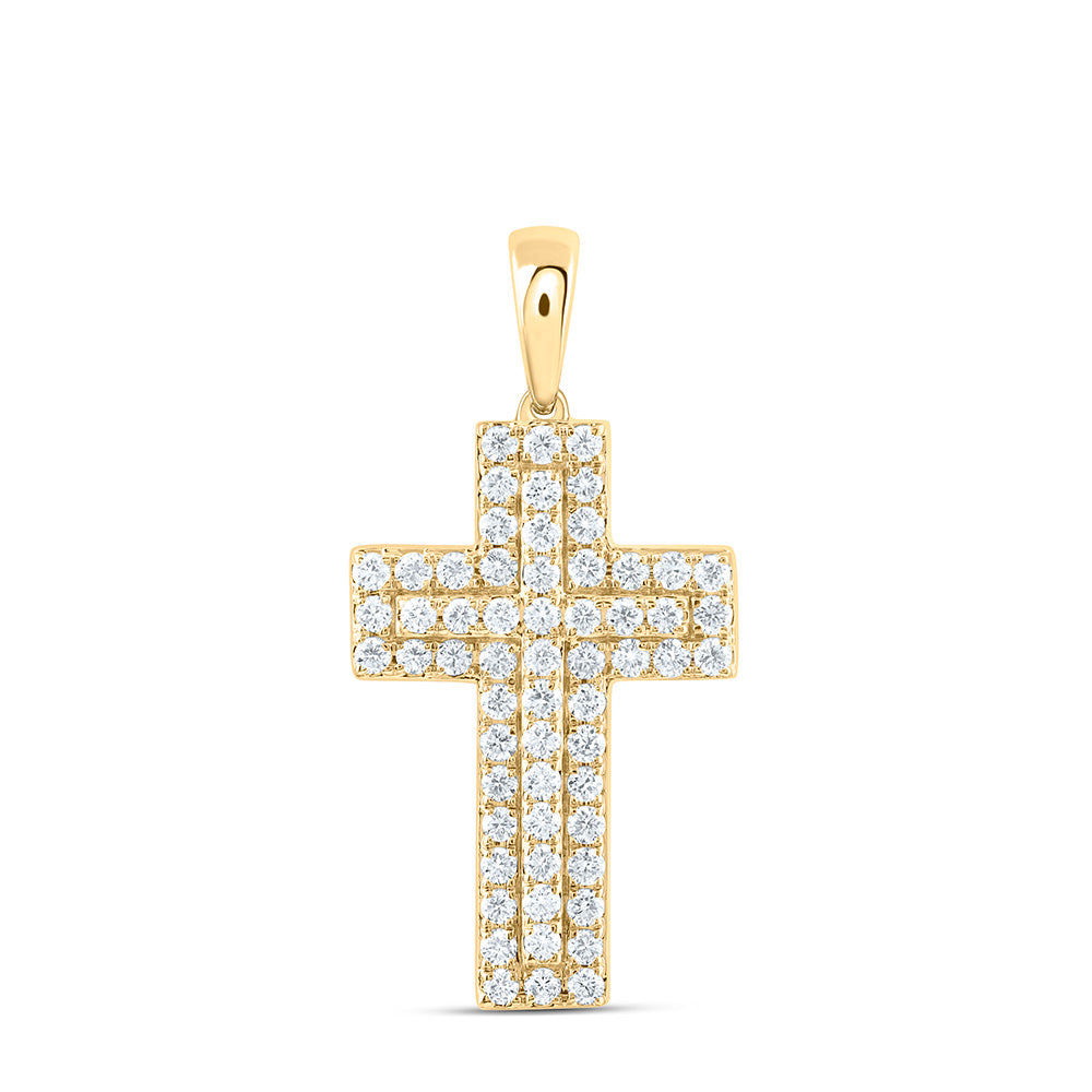 14k Yellow Gold 0.5 CTW Lab Grown Diamond Fashion Cross Pendant