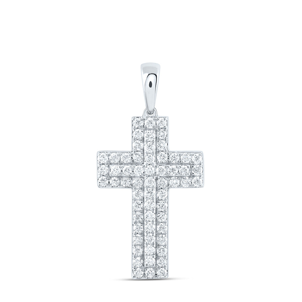 14k White Gold 0.5 CTW Lab Grown Diamond Fashion Cross Pendant