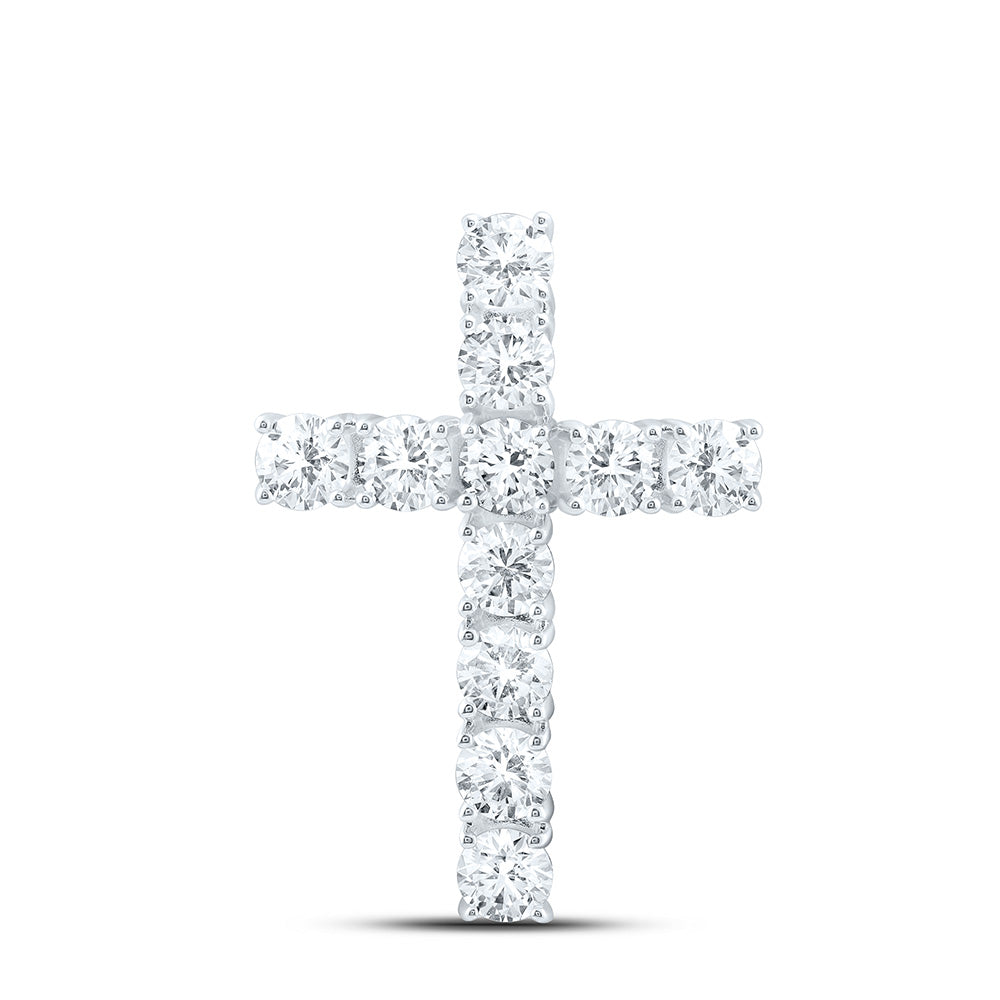 14k White Gold 2 CTW Lab Grown Diamond Fashion Cross Pendant