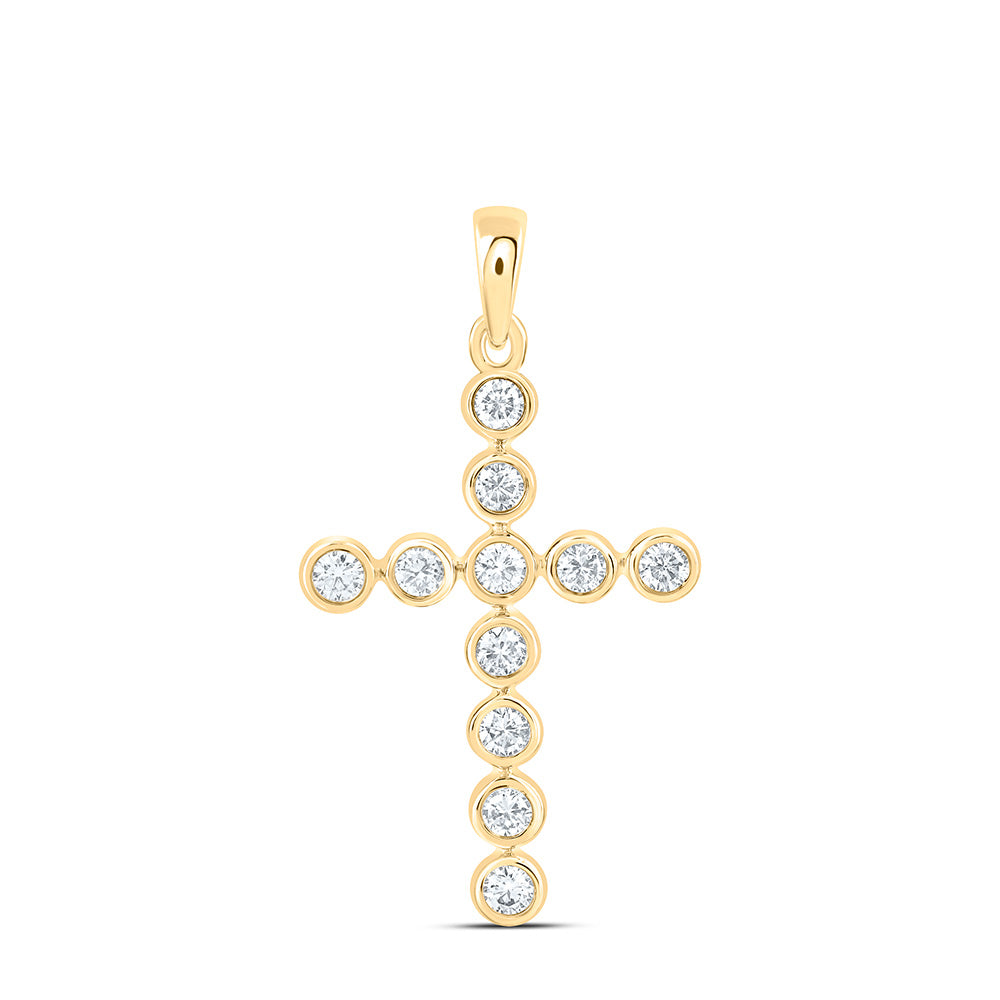14k Yellow Gold 0.5 CTW Lab Grown Diamond Fashion Cross Pendant