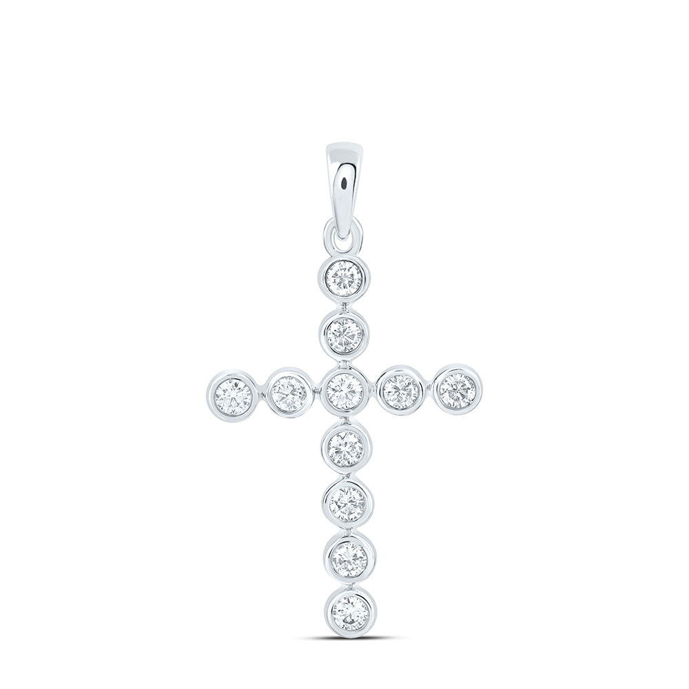 14k White Gold 0.5 CTW Lab Grown Diamond Fashion Cross Pendant