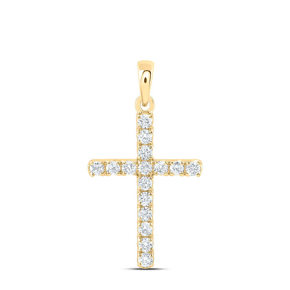 14k Yellow Gold 0.5 CTW Lab Grown Diamond Fashion Cross Pendant