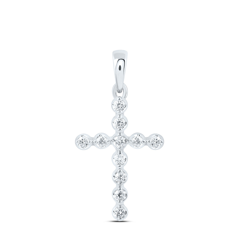 14k White Gold 0.25 CTW Lab Grown Diamond Fashion Cross Pendant