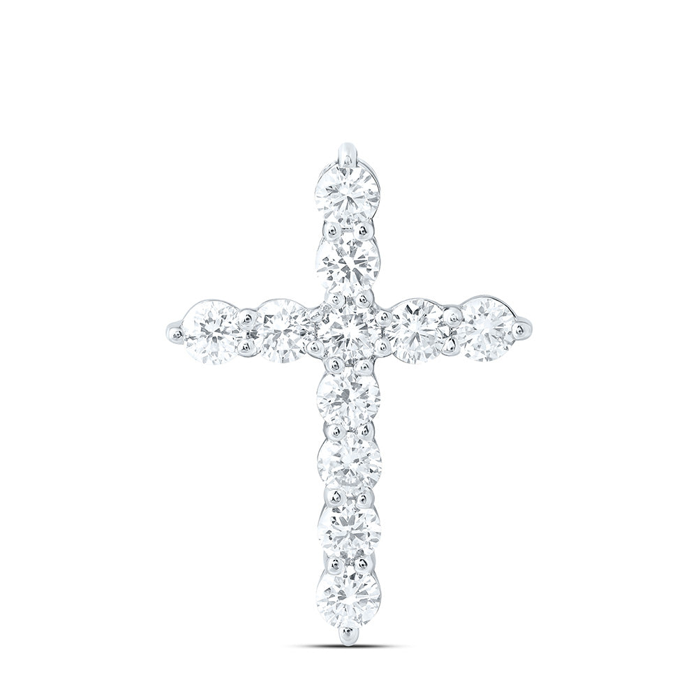 14k White Gold 1 CTW Lab Grown Diamond Fashion Cross Pendant