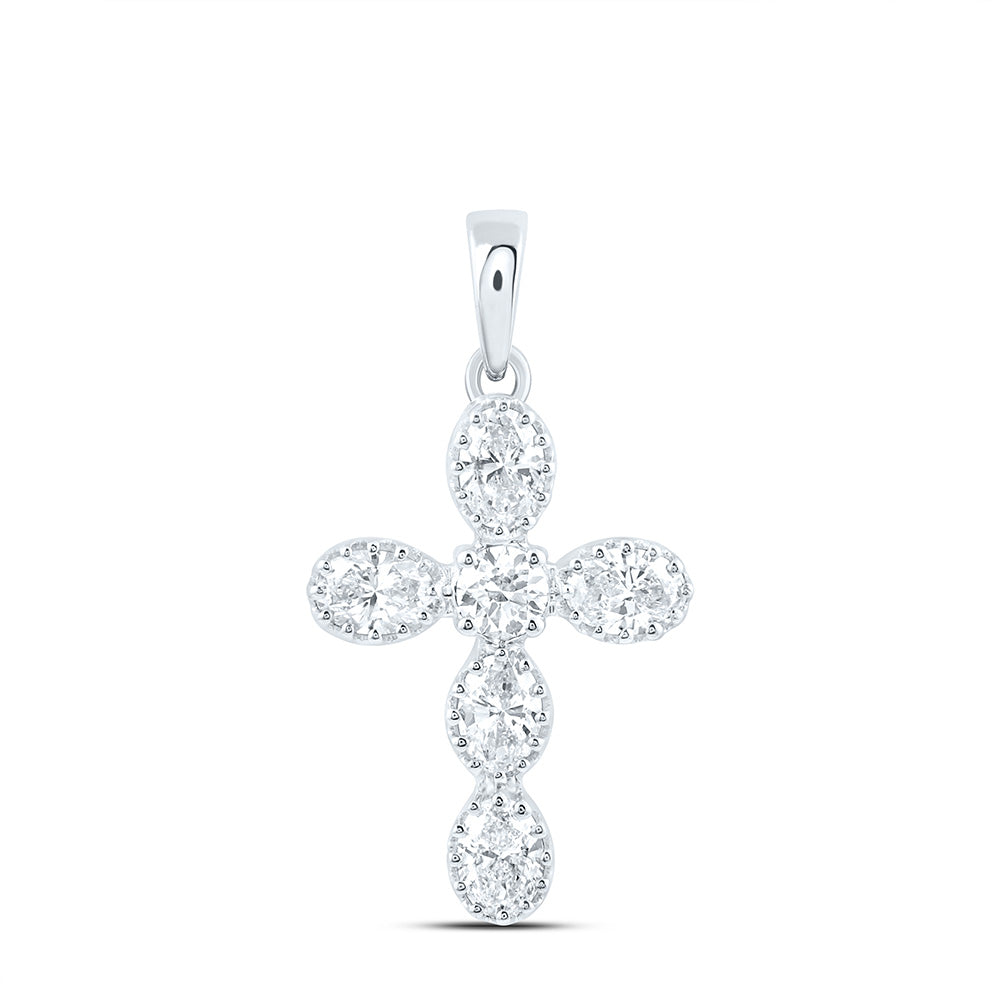 14k White Gold 0.75 CTW Lab Grown Diamond Fashion Cross Pendant