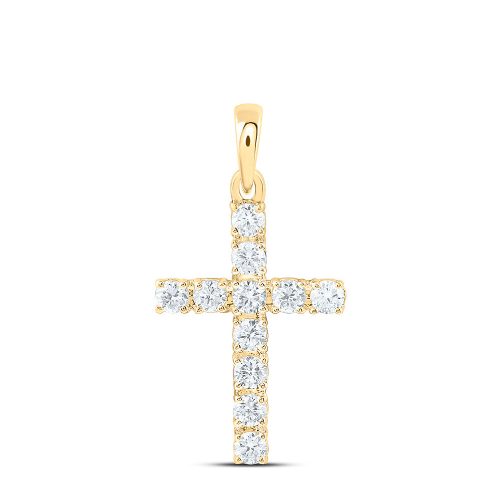 14k Yellow Gold 0.33 CTW Lab Grown Diamond Fashion Cross Pendant