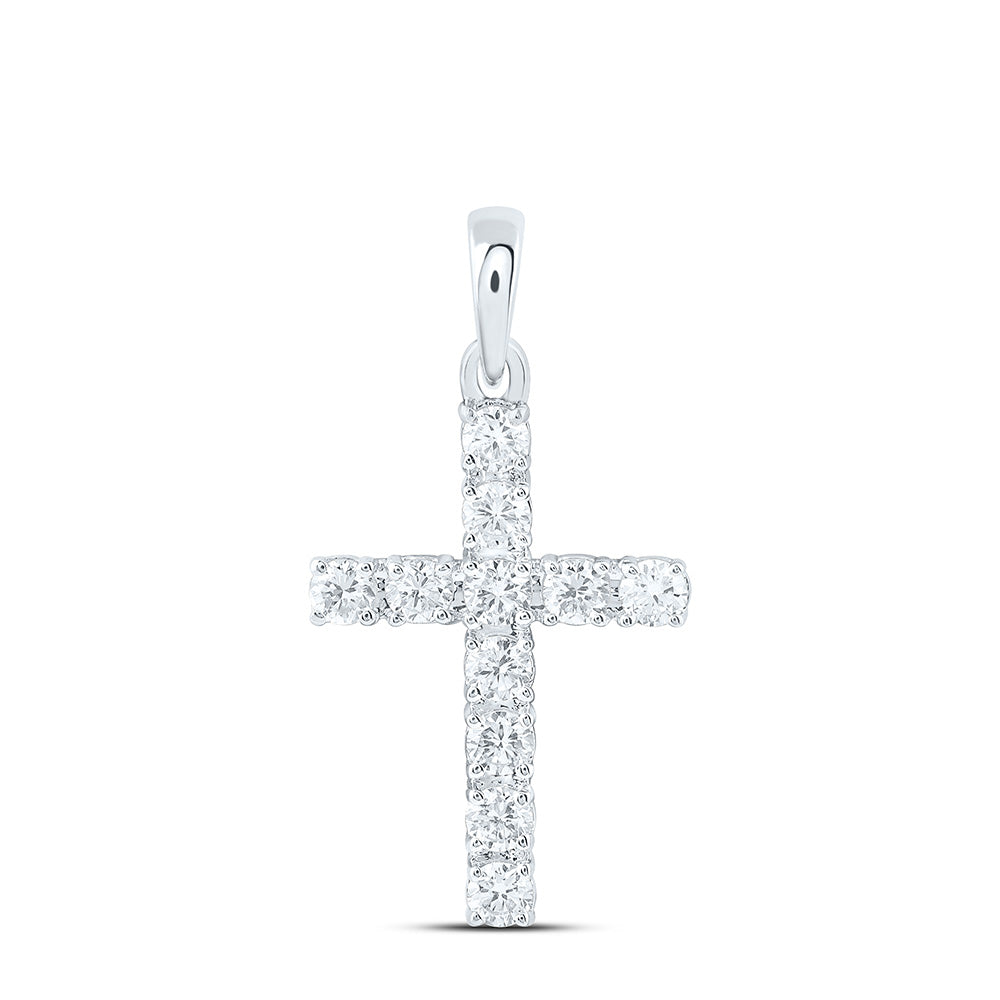 14k White Gold 0.33 CTW Lab Grown Diamond Fashion Cross Pendant