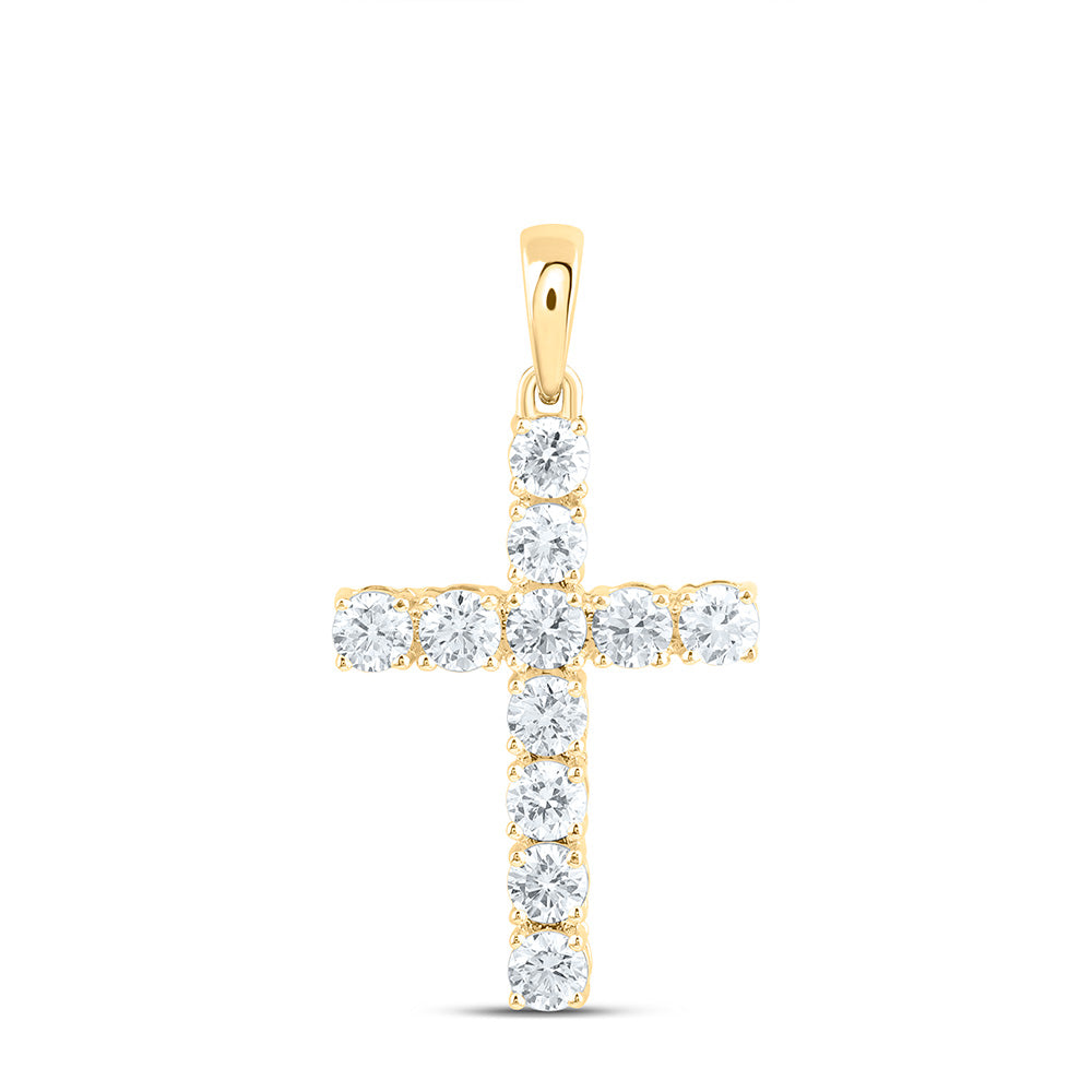 14k Yellow Gold 0.75 CTW Lab Grown Diamond Fashion Cross Pendant