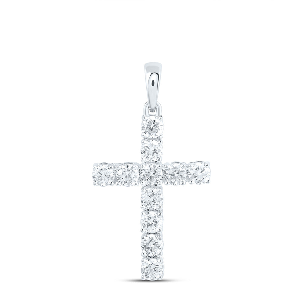 14k White Gold 0.75 CTW Lab Grown Diamond Fashion Cross Pendant