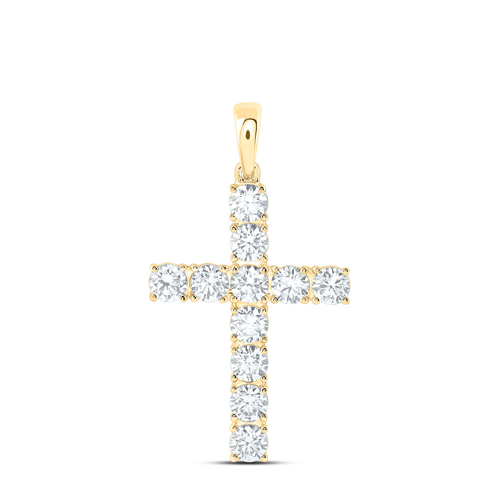 14k Yellow Gold 1.875 CTW Lab Grown Diamond Fashion Cross Pendant