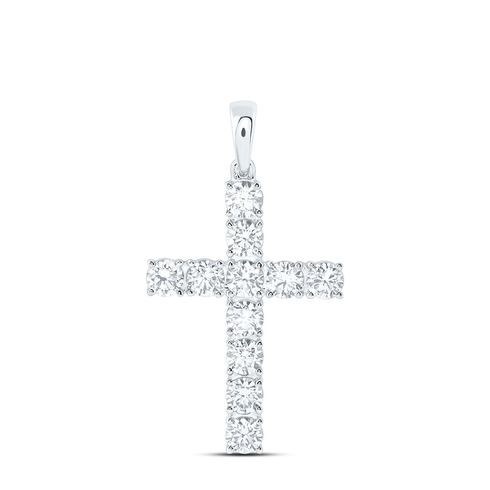 14k White Gold 1.875 CTW Lab Grown Diamond Fashion Cross Pendant