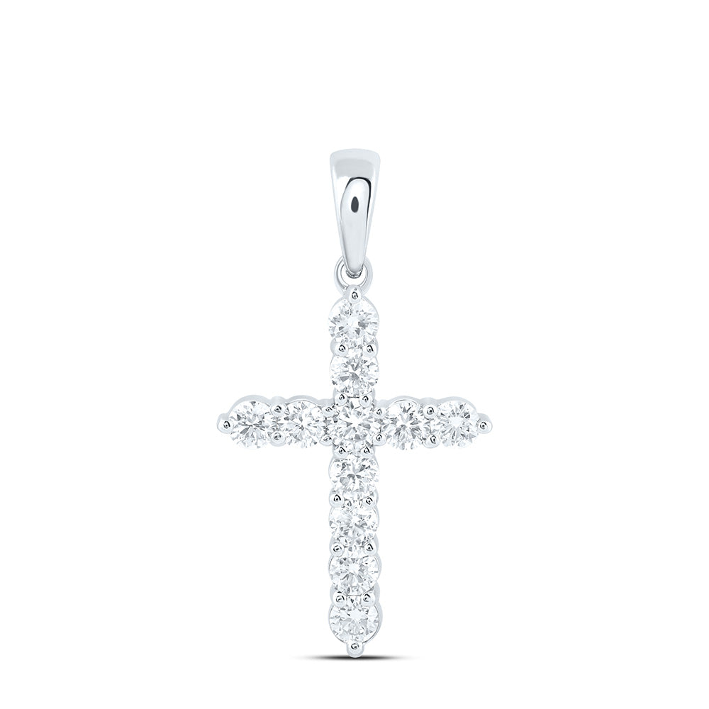 14k White Gold 0.75 CTW Lab Grown Diamond Fashion Cross Pendant