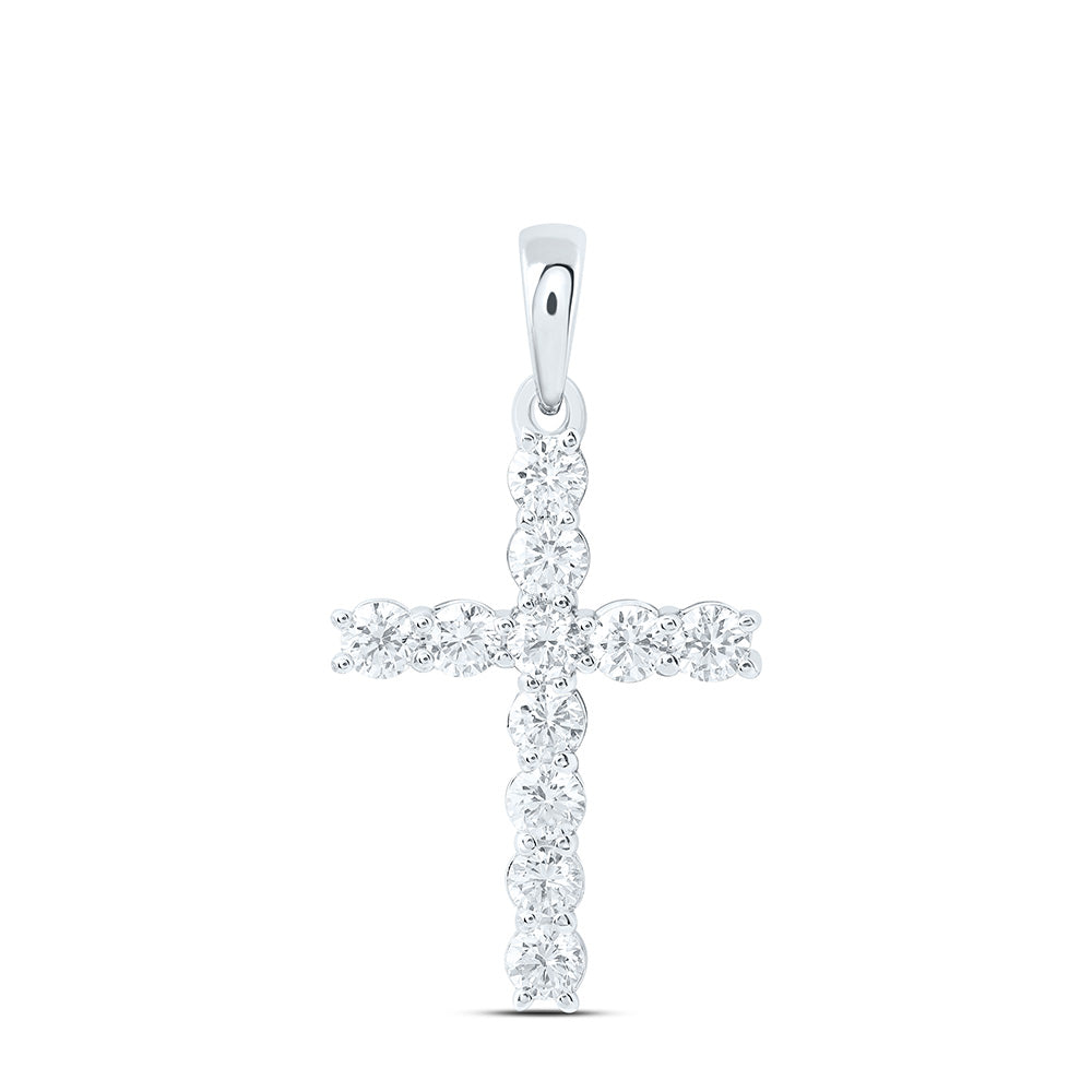 14k White Gold 0.5 CTW Lab Grown Diamond Fashion Cross Pendant