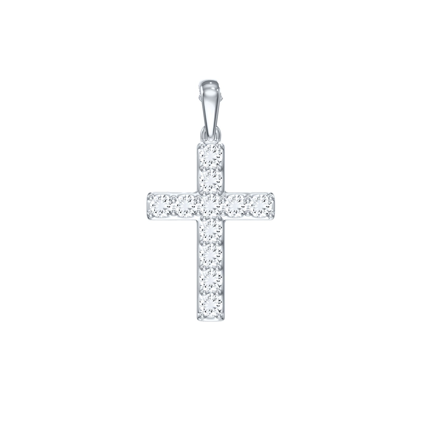 14k White Gold 0.75 CTW Lab Grown Diamond Fashion Cross Pendant