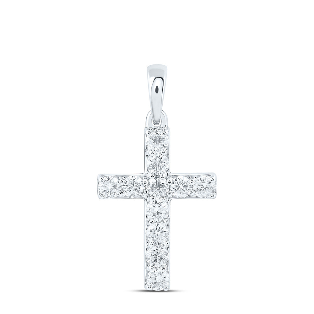 14k White Gold 0.5 CTW Lab Grown Diamond Fashion Cross Pendant