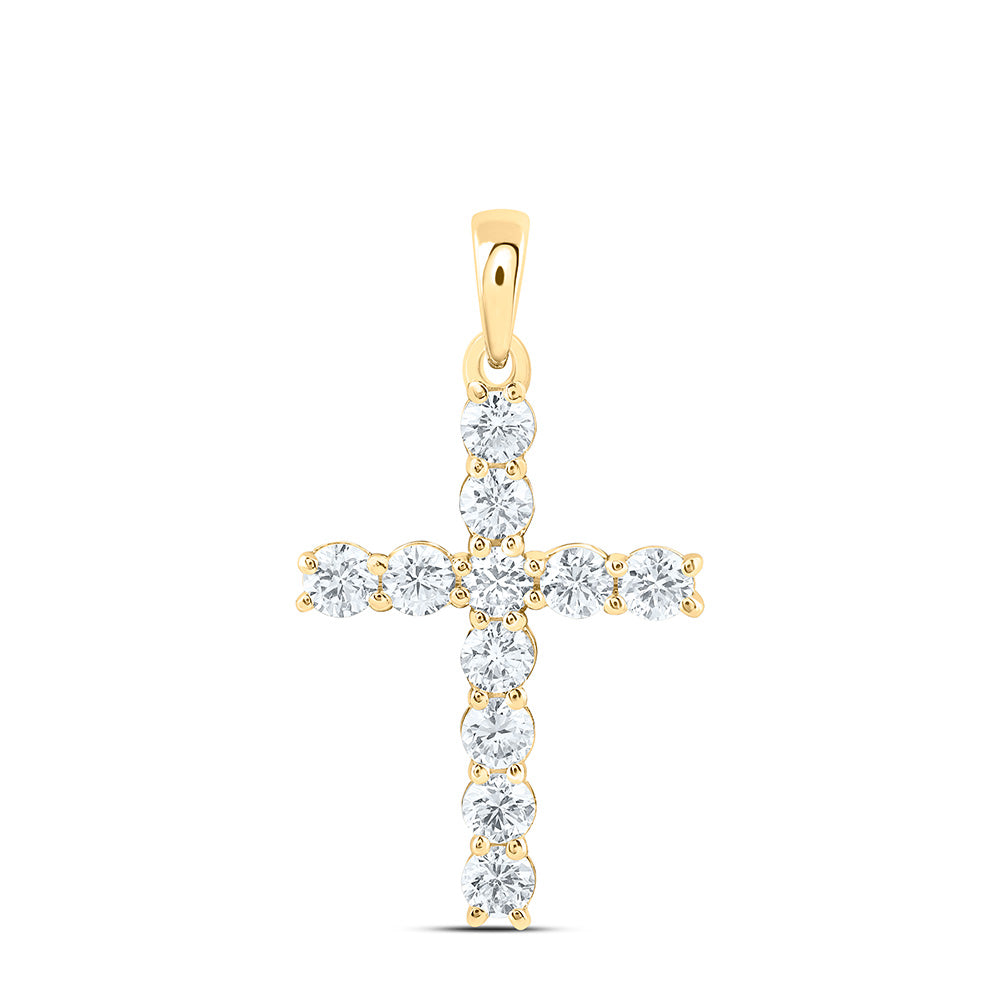 14k Yellow Gold 0.75 CTW Lab Grown Diamond Fashion Cross Pendant