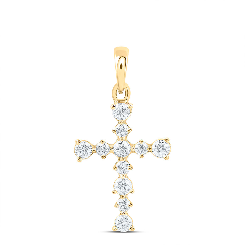 14k Yellow Gold 0.25 CTW Lab Grown Diamond Fashion Cross Pendant