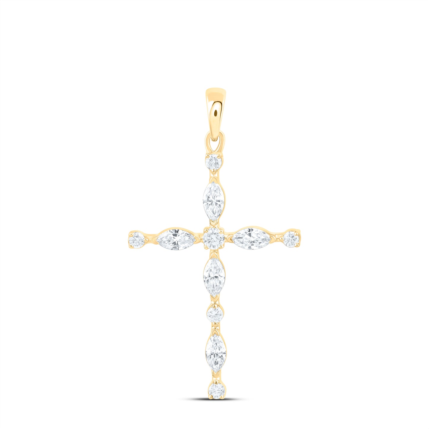 14k Yellow Gold 0.375 CTW Lab Grown Diamond Fashion Cross Pendant