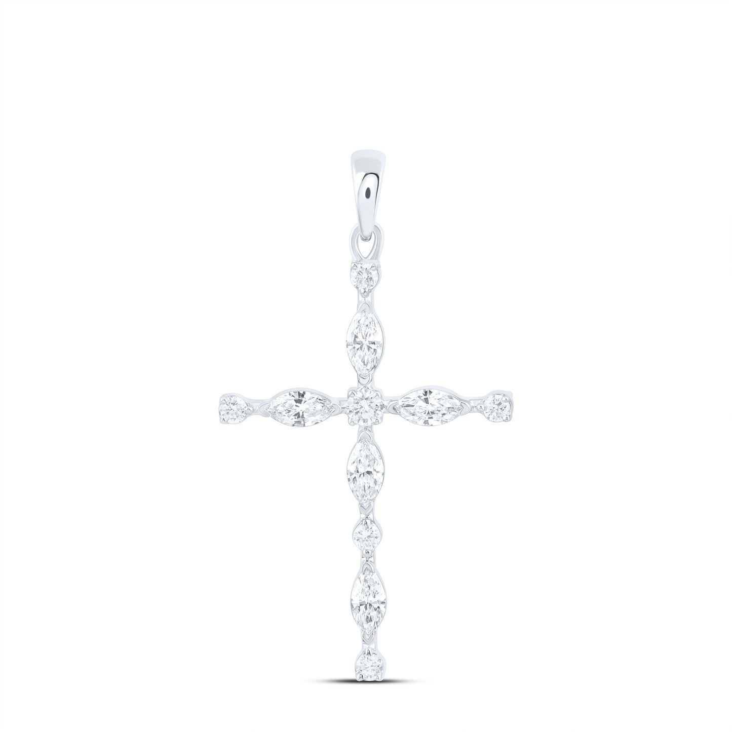 14k White Gold 0.375 CTW Lab Grown Diamond Fashion Cross Pendant