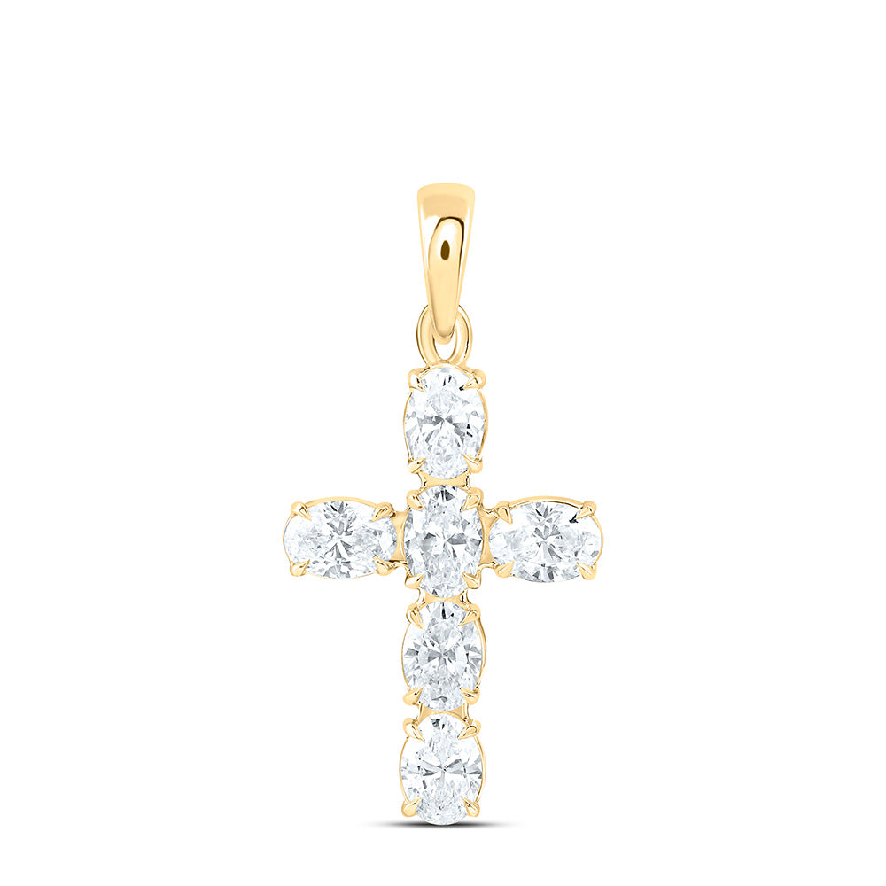 14k Yellow Gold 0.75 CTW Lab Grown Diamond Fashion Cross Pendant