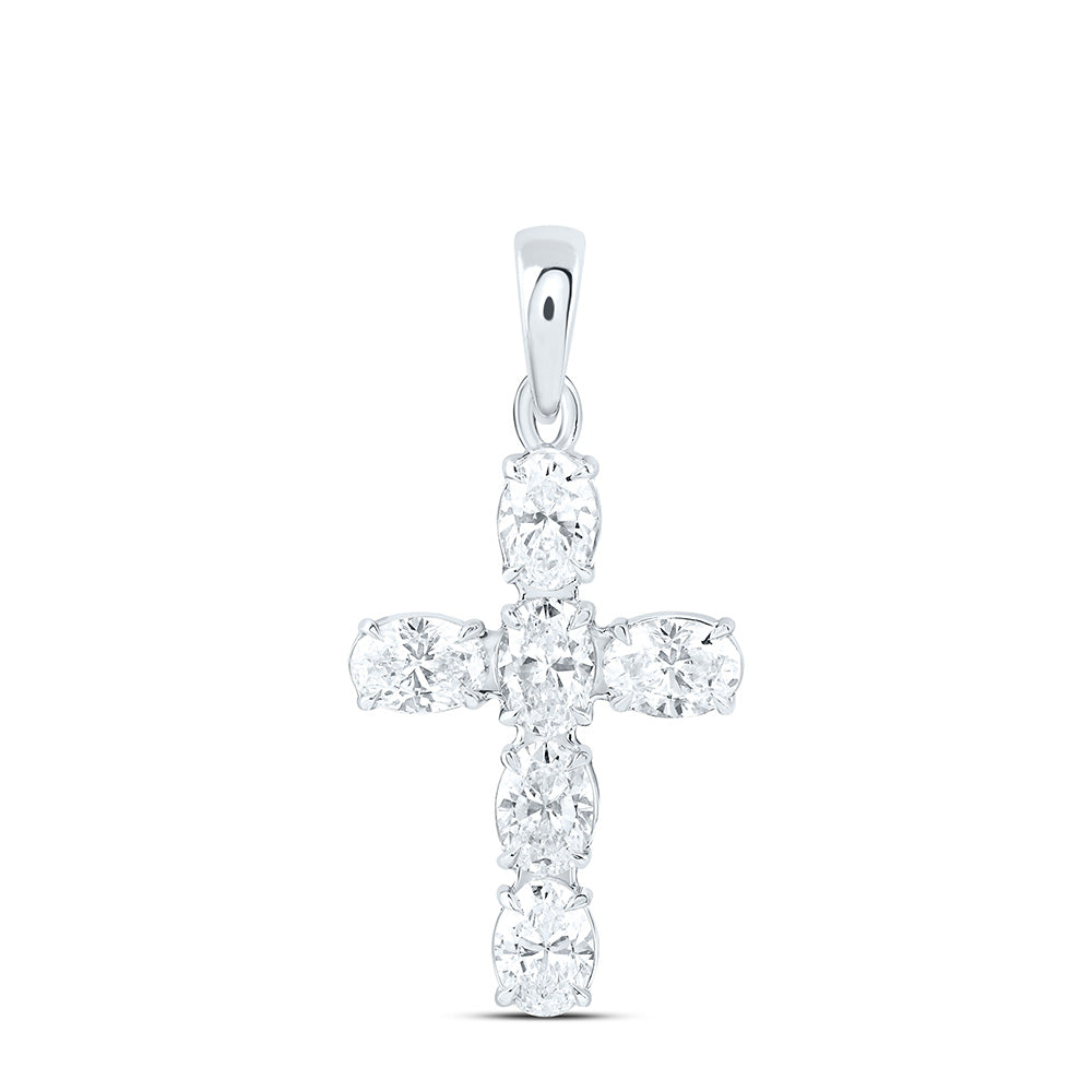 14k White Gold 0.75 CTW Lab Grown Diamond Fashion Cross Pendant