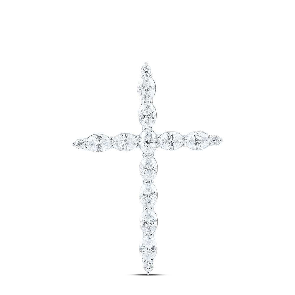 14k White Gold 1.5 CTW Lab Grown Diamond Fashion Cross Pendant
