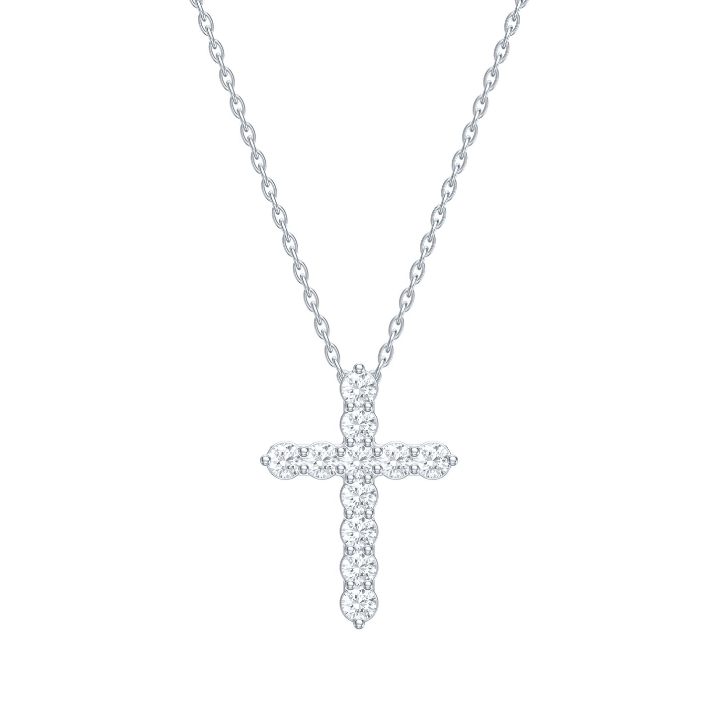 14k White Gold 0.16 CTW Lab Grown Diamond Fashion Cross Pendant