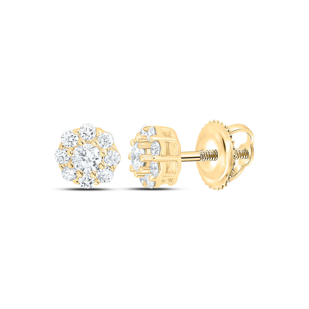 10k Yellow Gold 0.25 CTW Lab Grown Diamond Fashion Flower Stud Earrings