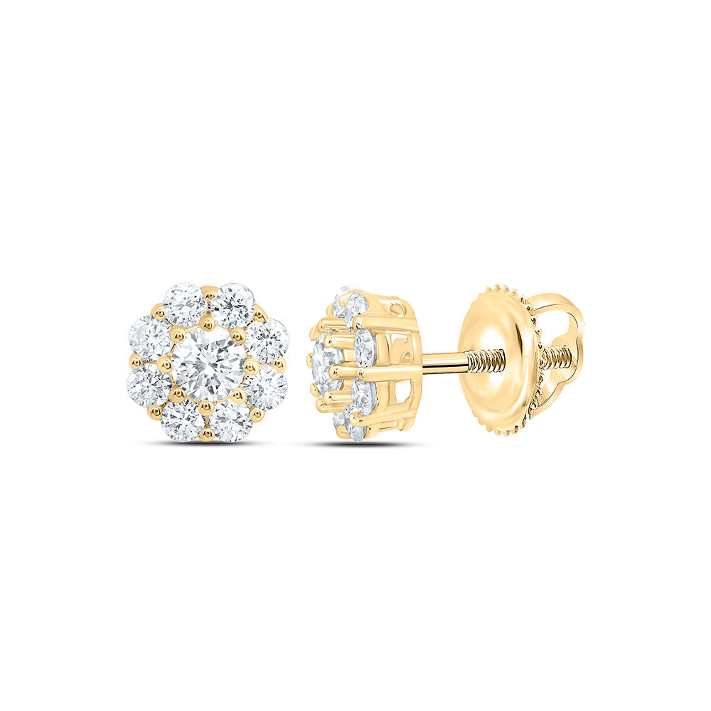 10k Yellow Gold 0.5 CTW Lab Grown Diamond Fashion Flower Stud Earrings