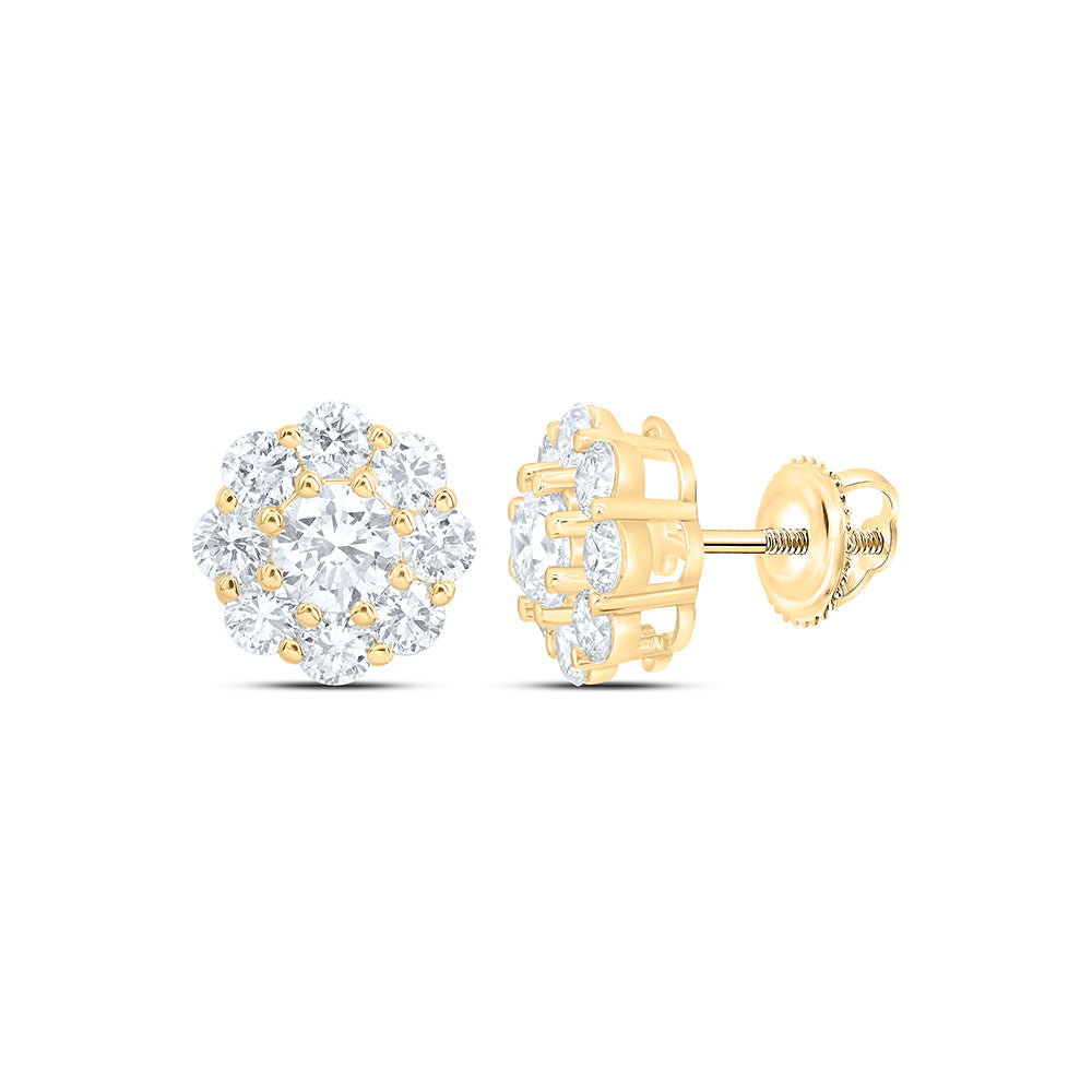 10k Yellow Gold 1.625 CTW Lab Grown Diamond Fashion Flower Stud Earrings