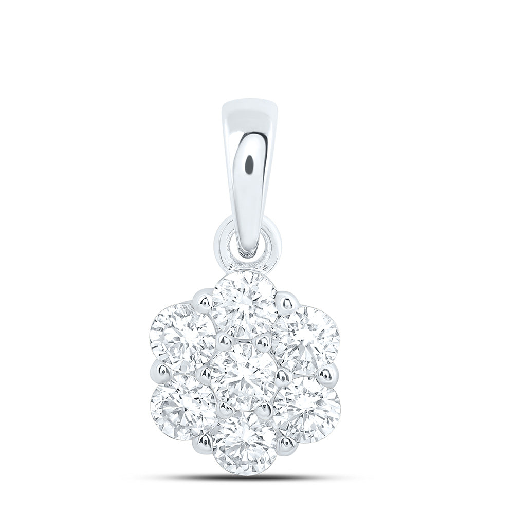 10k White Gold 0.5 CTW Lab Grown Diamond Fashion Flower Pendant