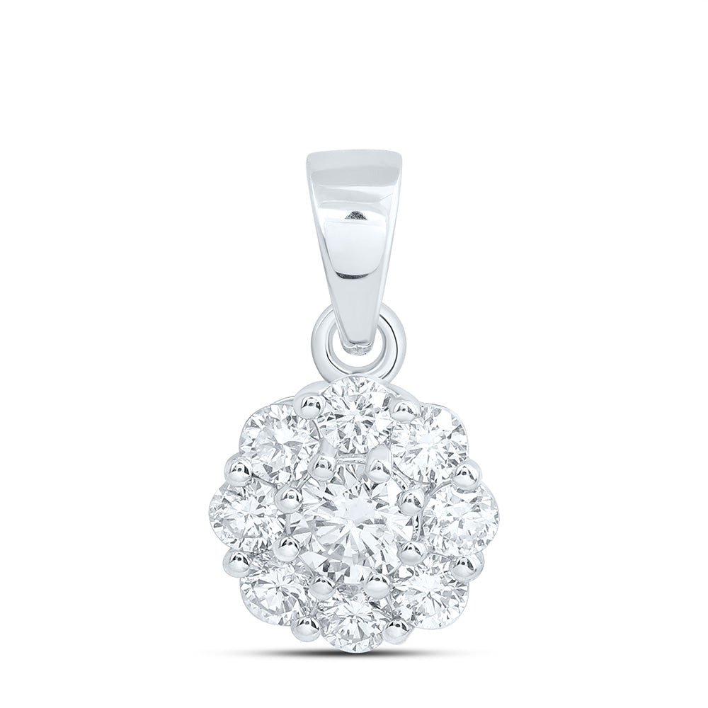 10k White Gold 0.5 CTW Lab Grown Diamond Fashion Flower Pendant
